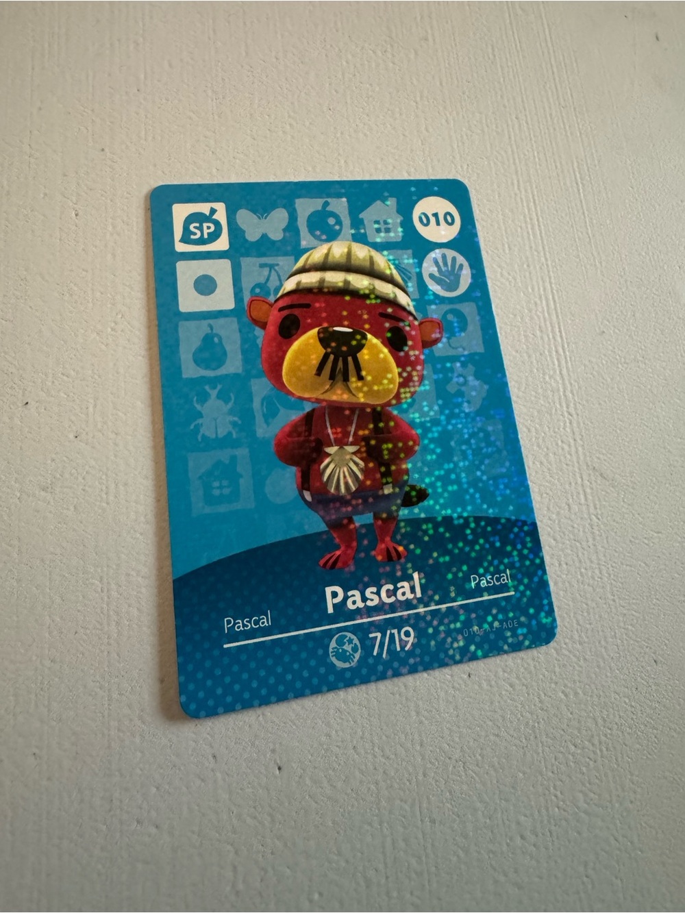 Animal Crossing Amiibo Card Pascal 010 - Blue Holographic